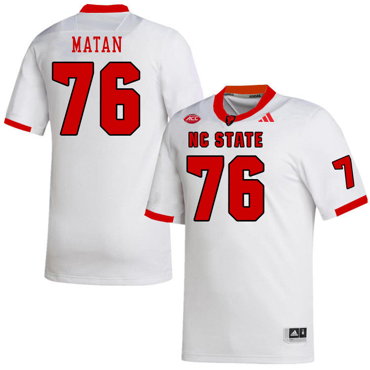 Men #76 Patrick Matan NC State Wolfpack College Football Jerseys Stitched-White